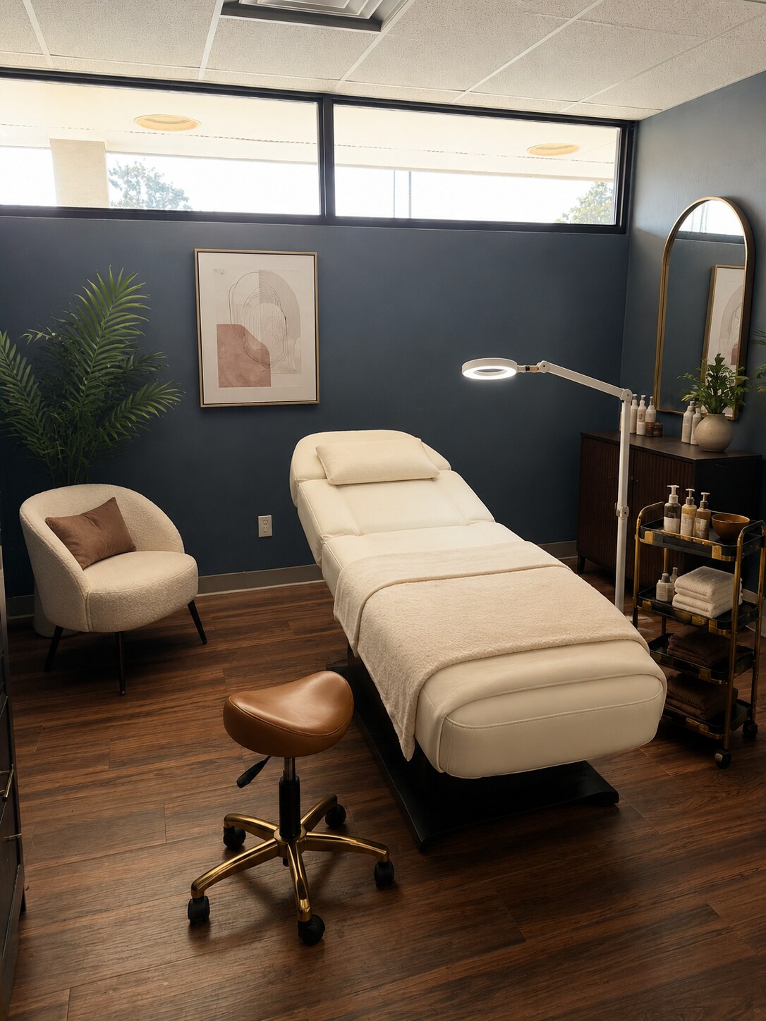 Double-sized private aesthetician suite at The Clique Spa & Beauty Studio in Chattanooga.