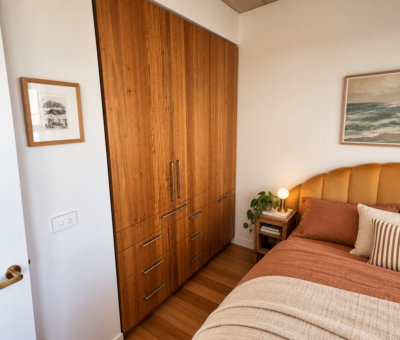 Timber-fronted built in wardrobe transformation