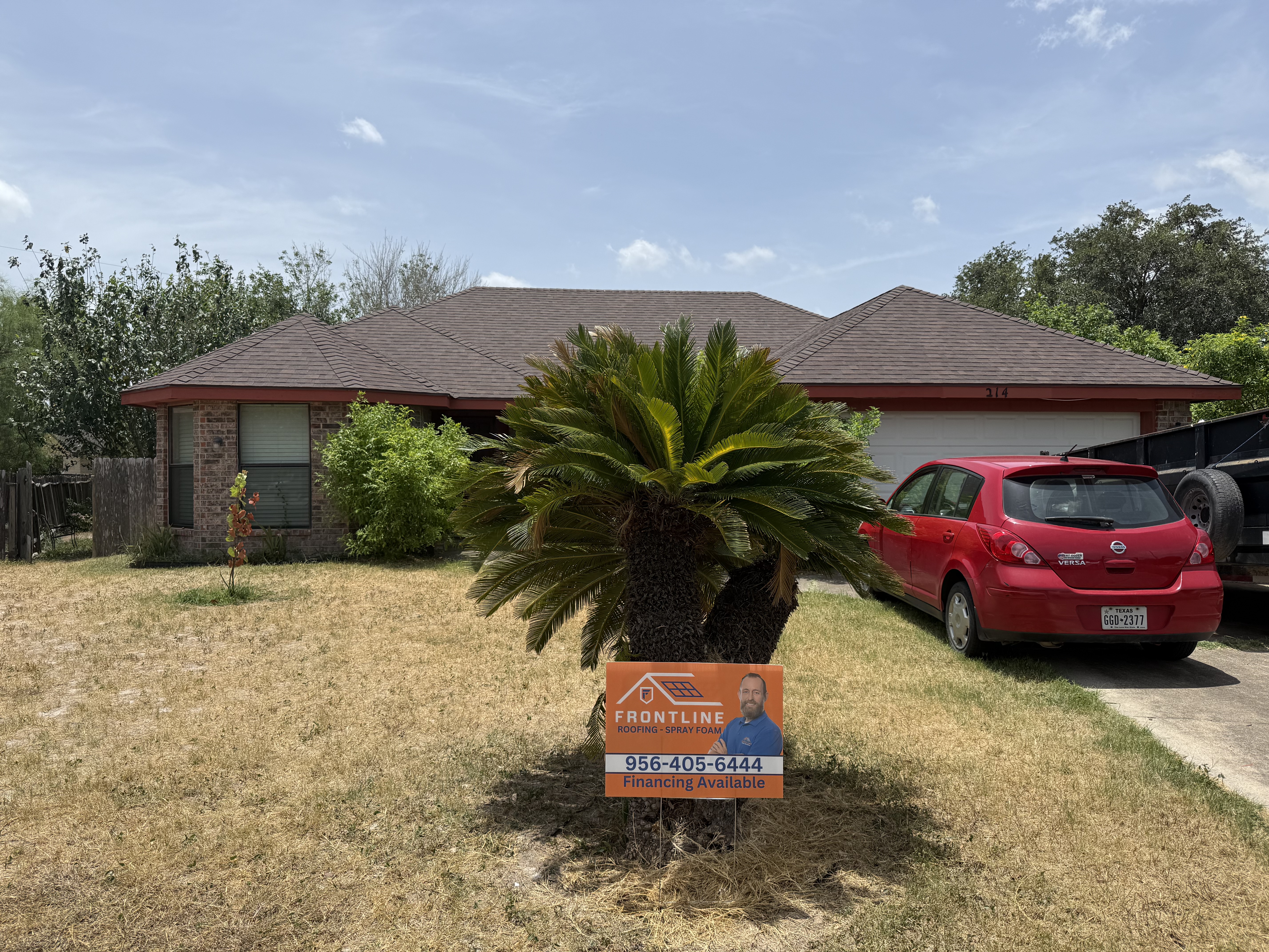 Completed shingle roof replacement with fascia repair in McAllen, TX by Frontline Roofing