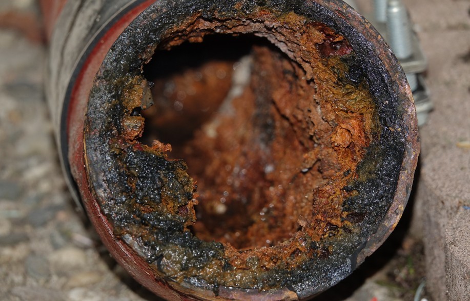 Corroded pipe interior showing outdated plumbing problems