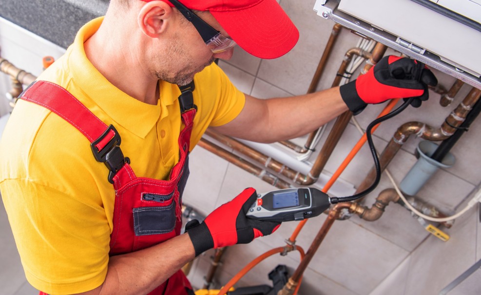 Plumber checking pipes for an efficient plumbing system