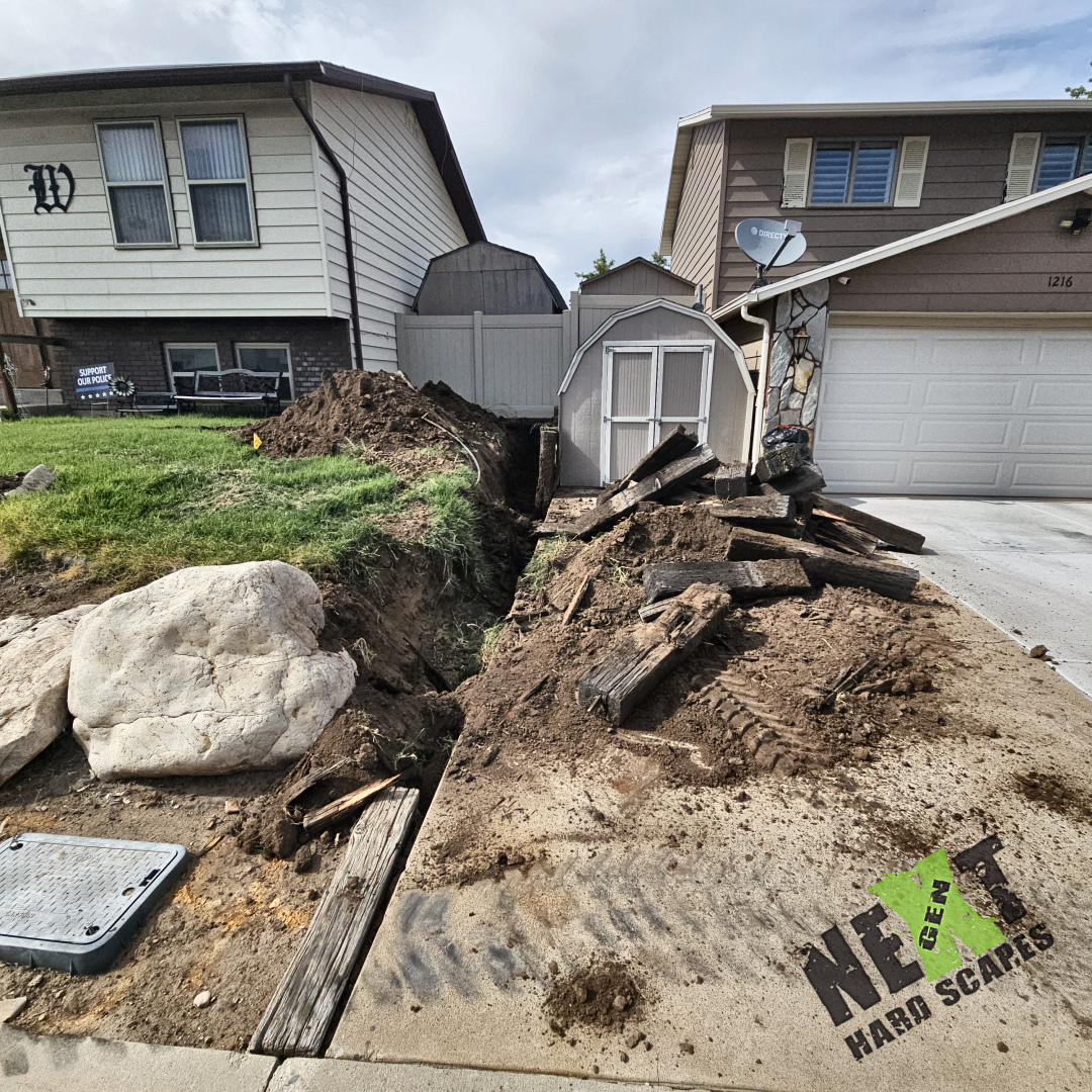 The old wall is removed, and the footings for the new wall are underway