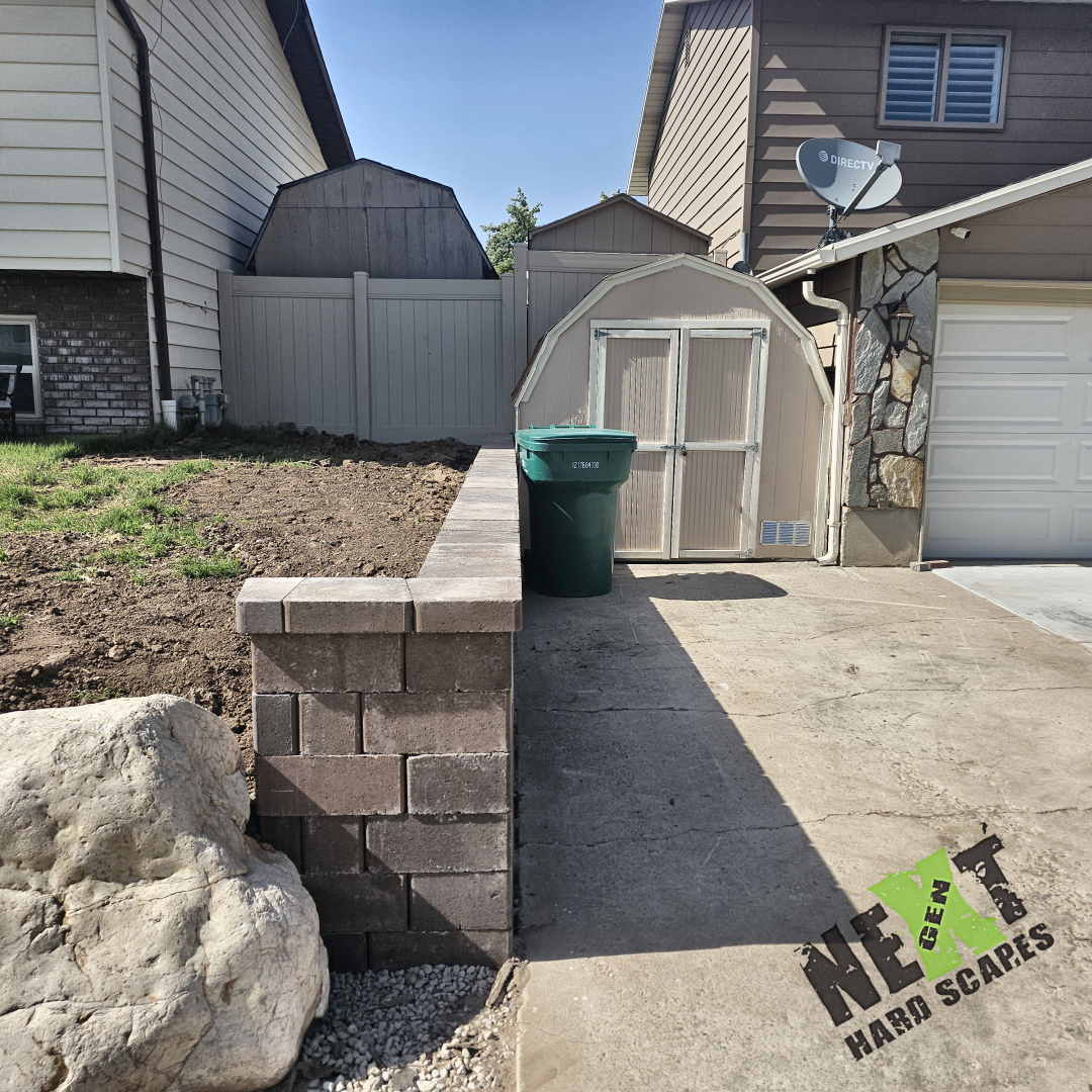 Corner detail of the finished wall shows precise stacking and a smooth transition around edges for structural integrity and visual appeal.