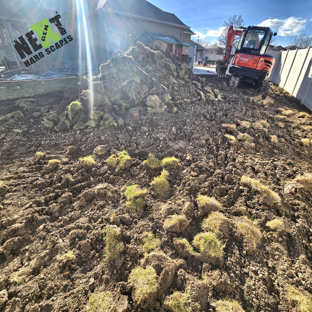 Execration and leveling of the yard starts to make way for the new backyard improvements. Execration and leveling of the yard starts to make way for the new backyard improvements.