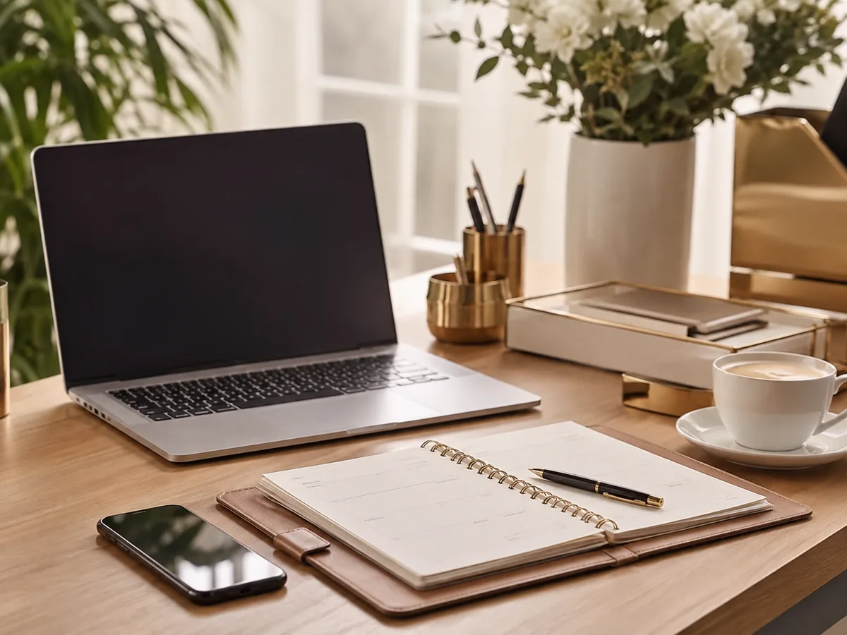 Organized professional workspace used for executive support