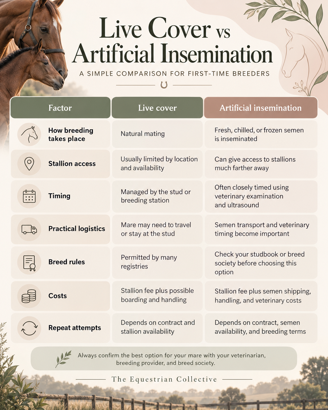 Live Cover vs Artificial Insemination Infographic Live Cover vs Artificial Insemination Infographic