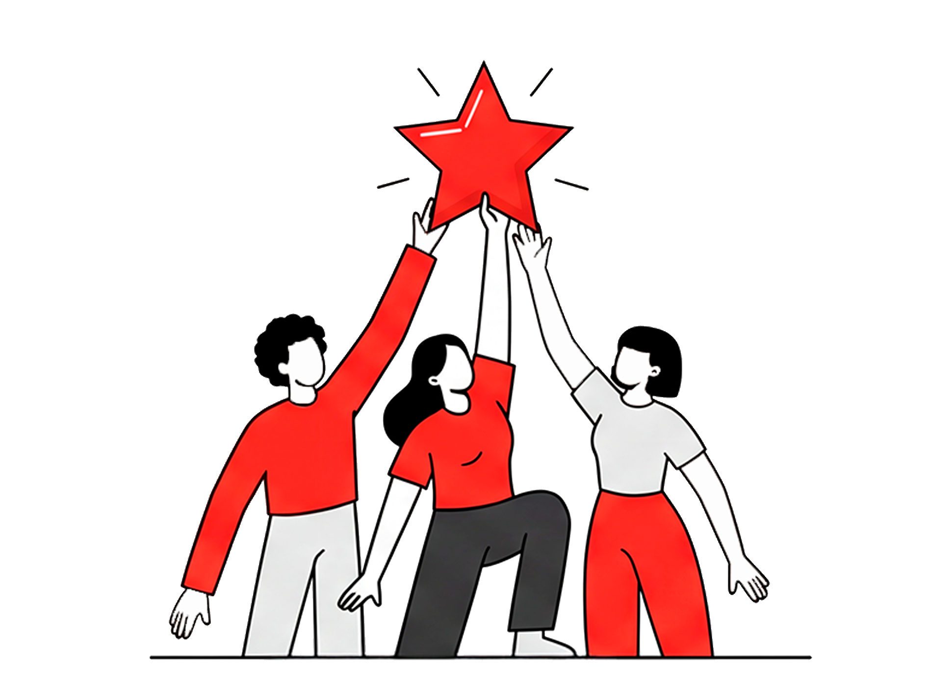 Personas celebrando una recomendación