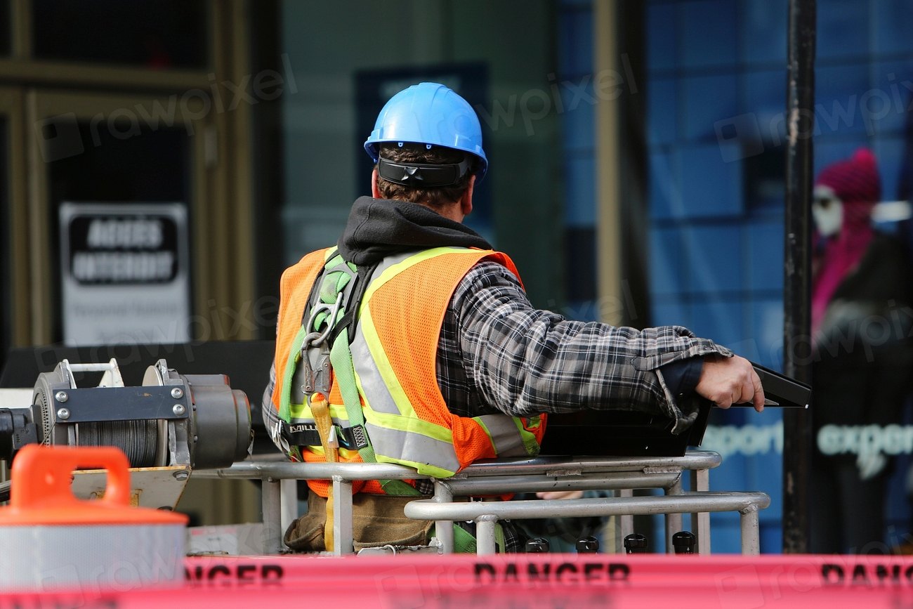 Construction workers on a building site