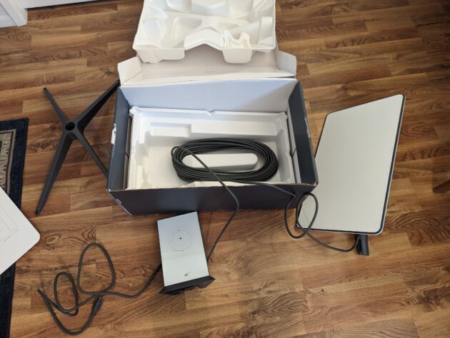 Satellite internet kit packed in its box