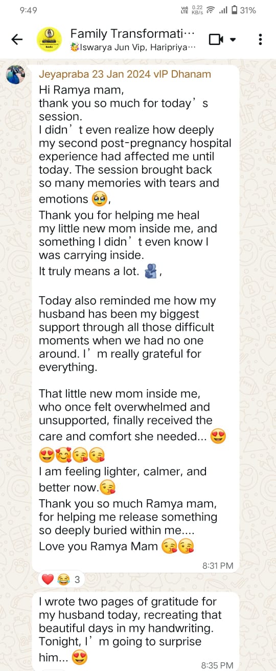 WhatsApp message from a mother, 14