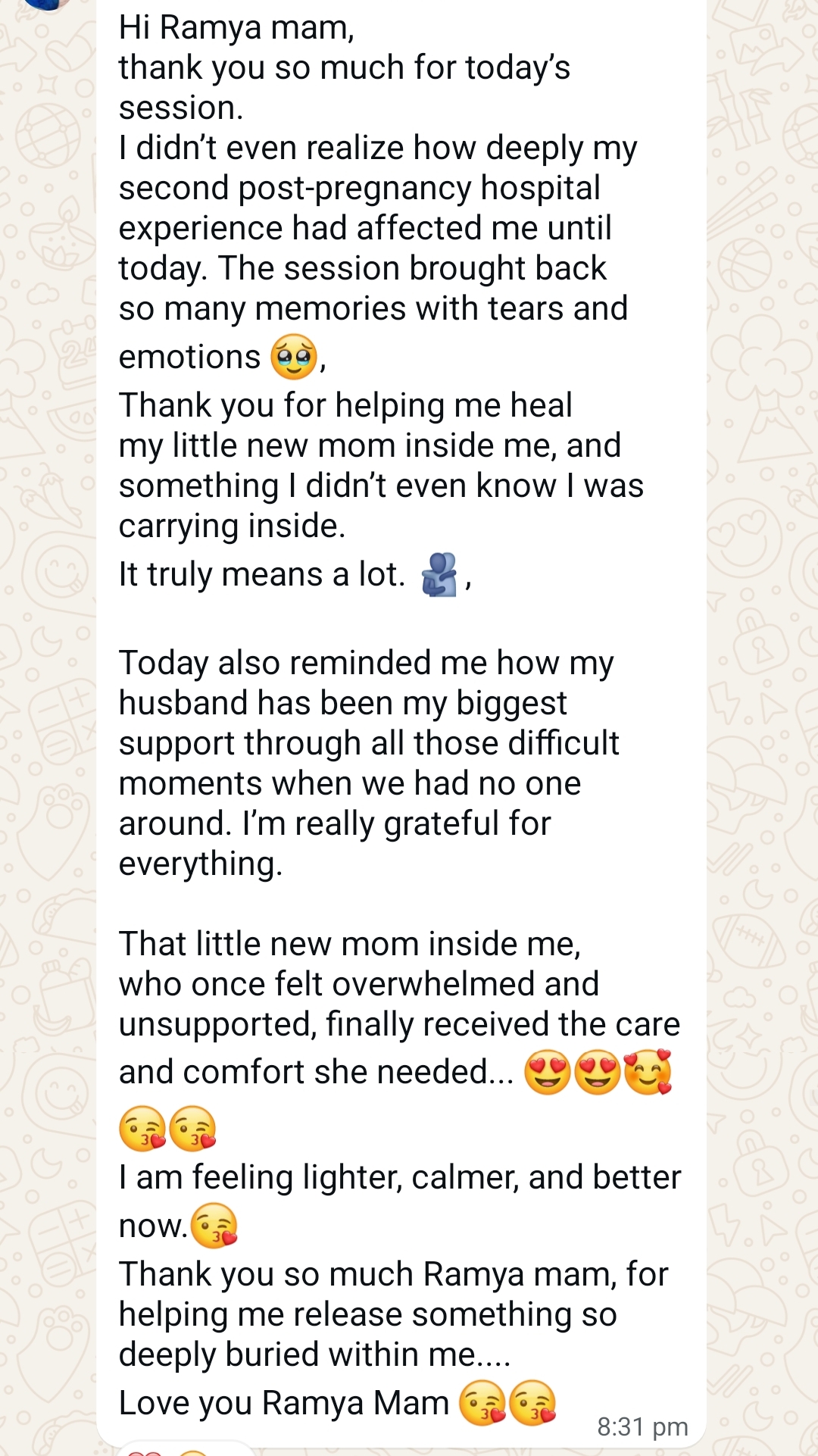 WhatsApp message from a mother, 9