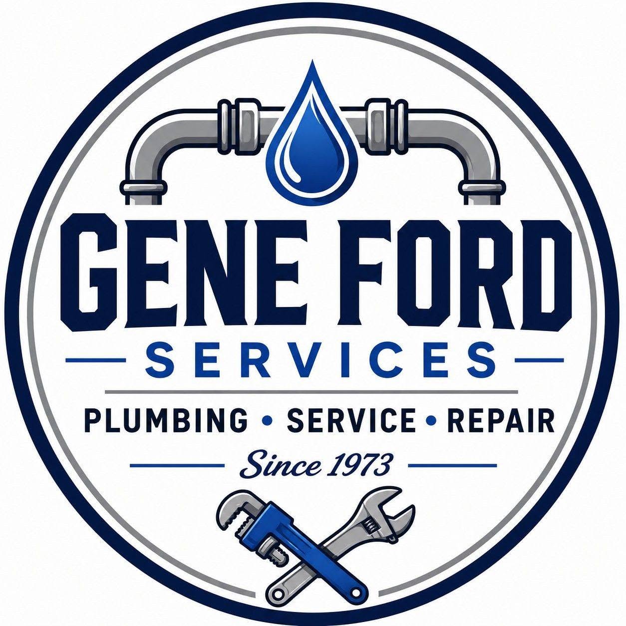 Gene Ford Services circular logo emblem for a North Texas plumbing company serving Denison since 1973