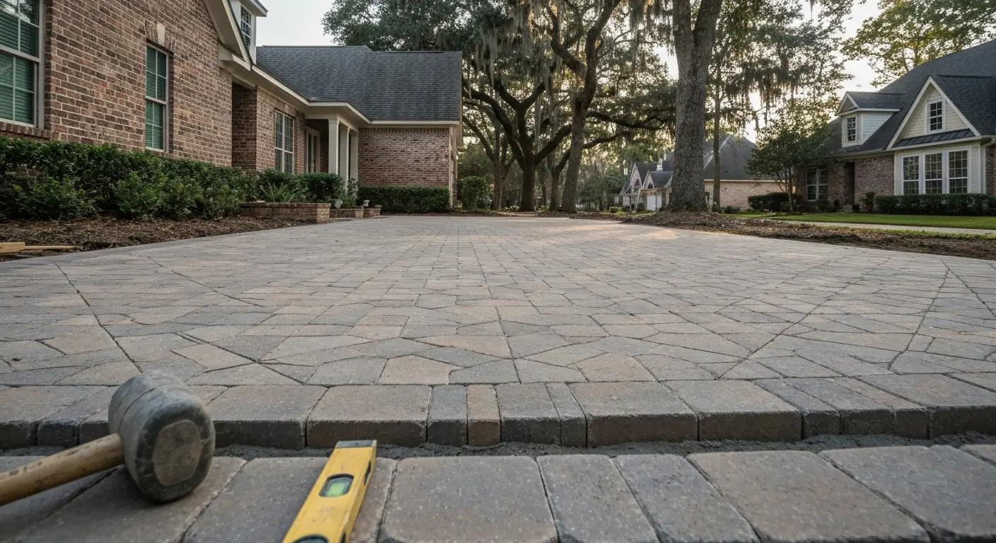 Paver driveway installation
