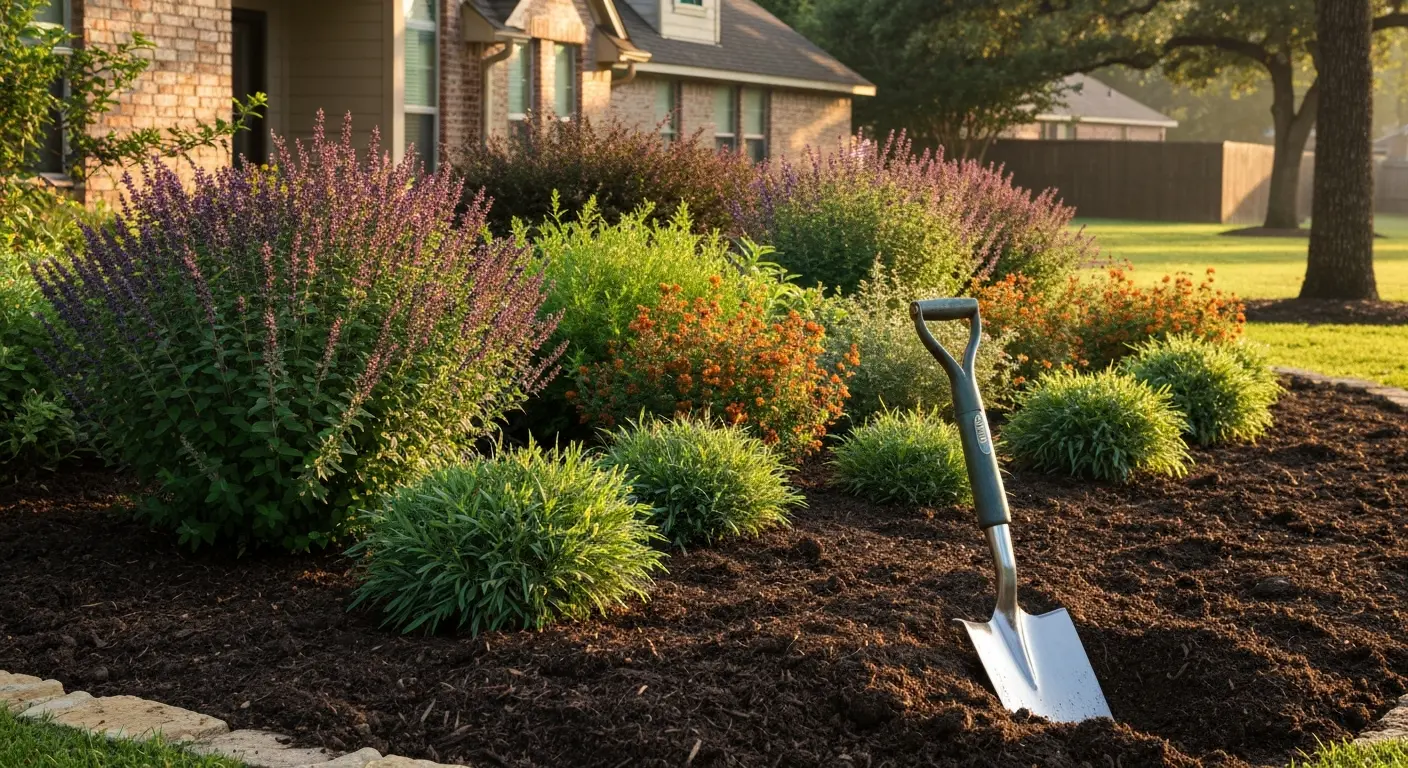 Flower bed with planted perennials