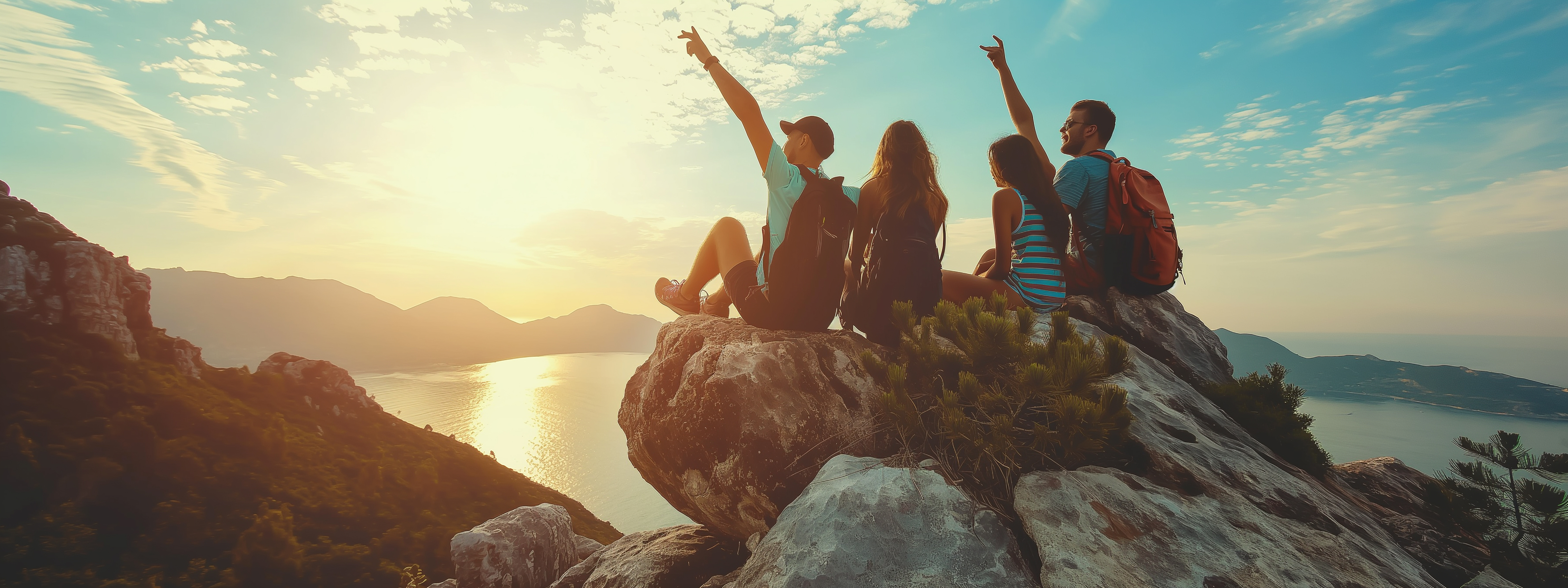 Young travellers arriving with luggage