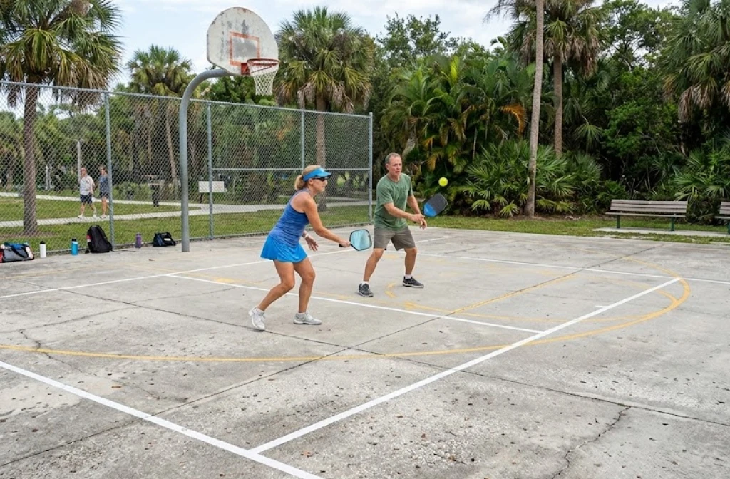 image of a basketball court with pickleball lines on it already painted