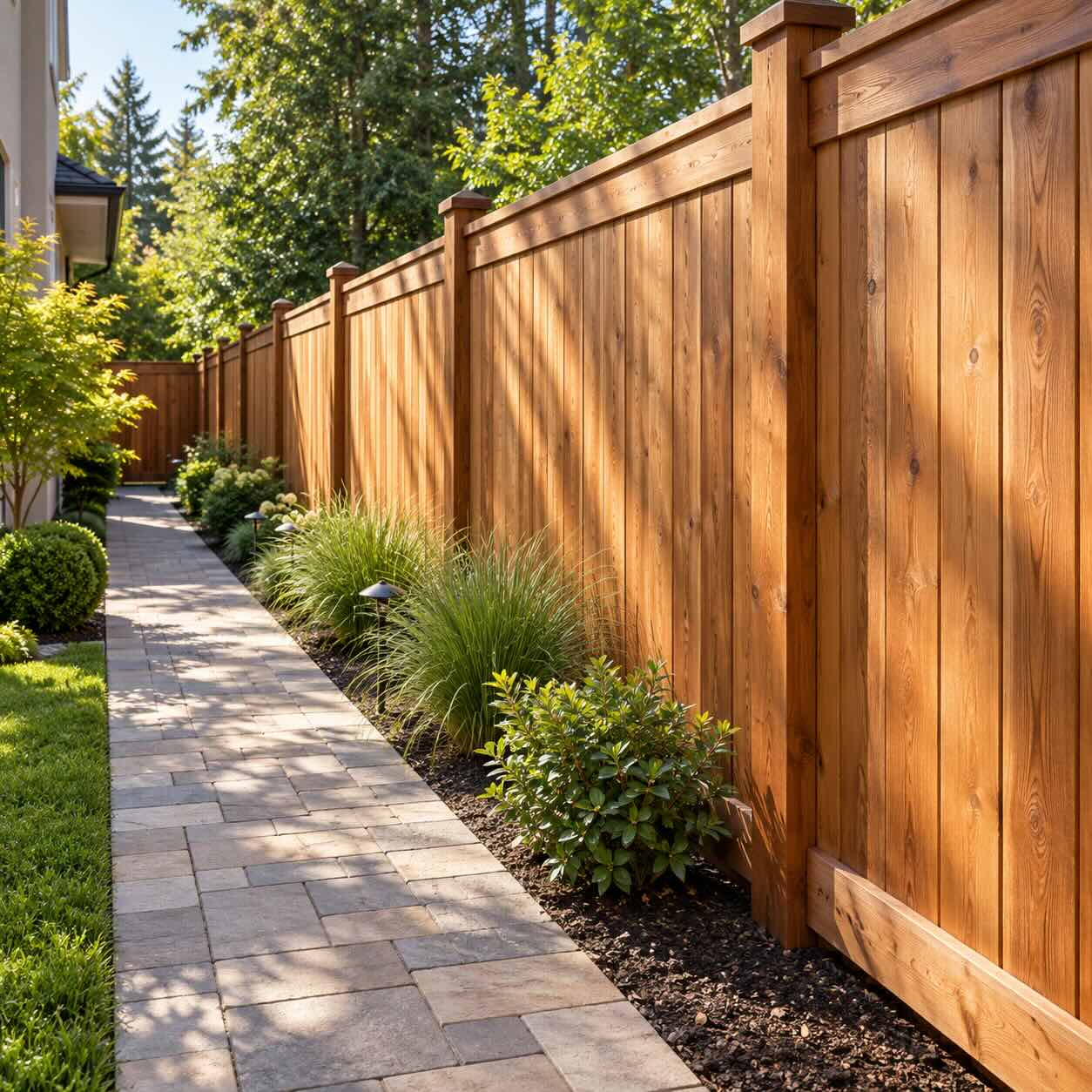 Retaining wall and fencing project in Cloverdale AHA Landscaping