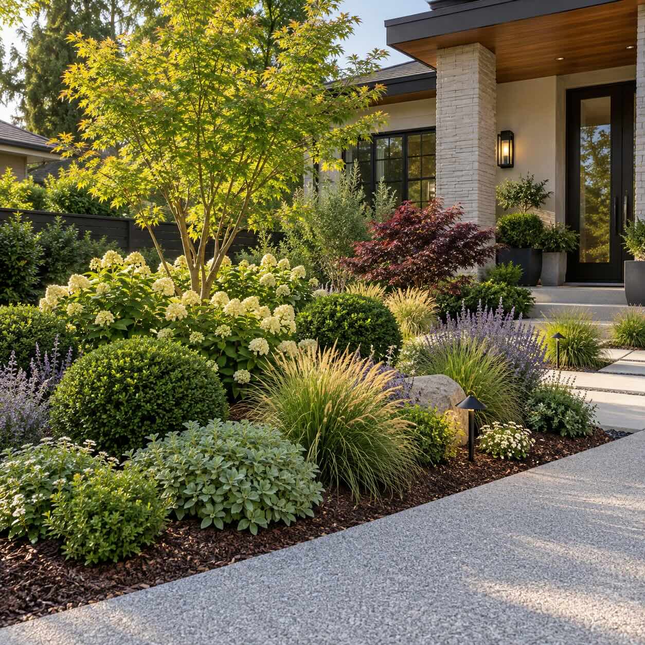 Foundation planting design project in Windsor