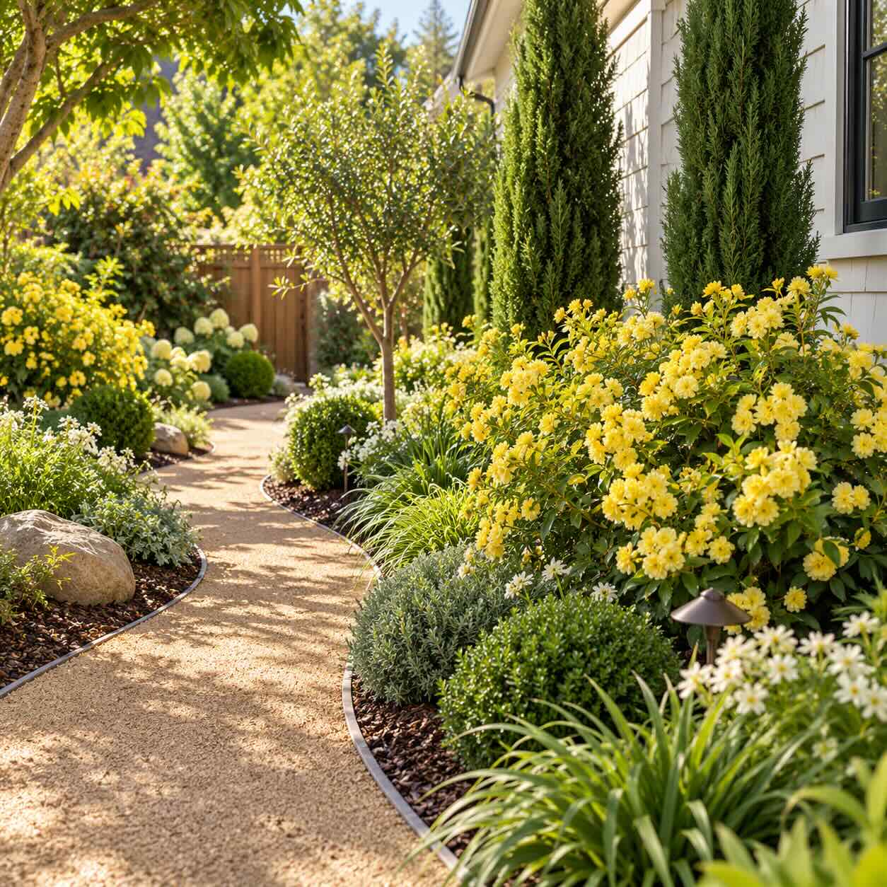 Layered garden path landscape design project in Santa Rosa