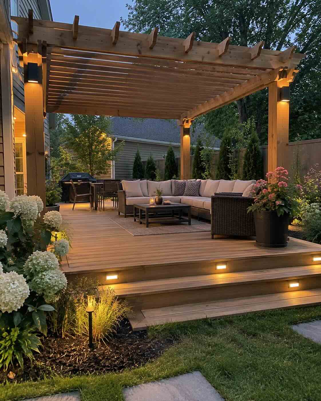 Deck and gazebo install with outdoor lighting, Sonoma County