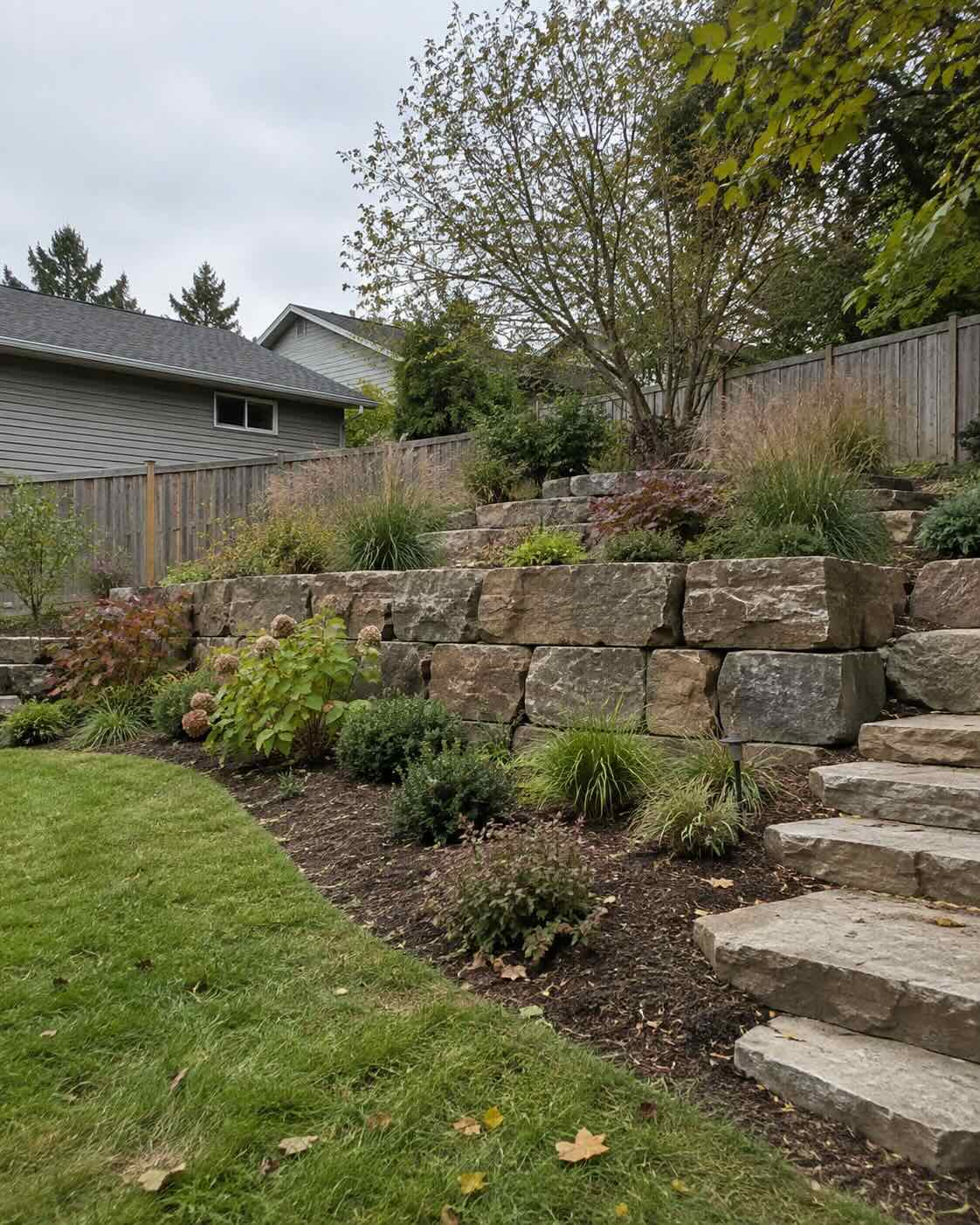 Stone retaining wall project in Sebastopol