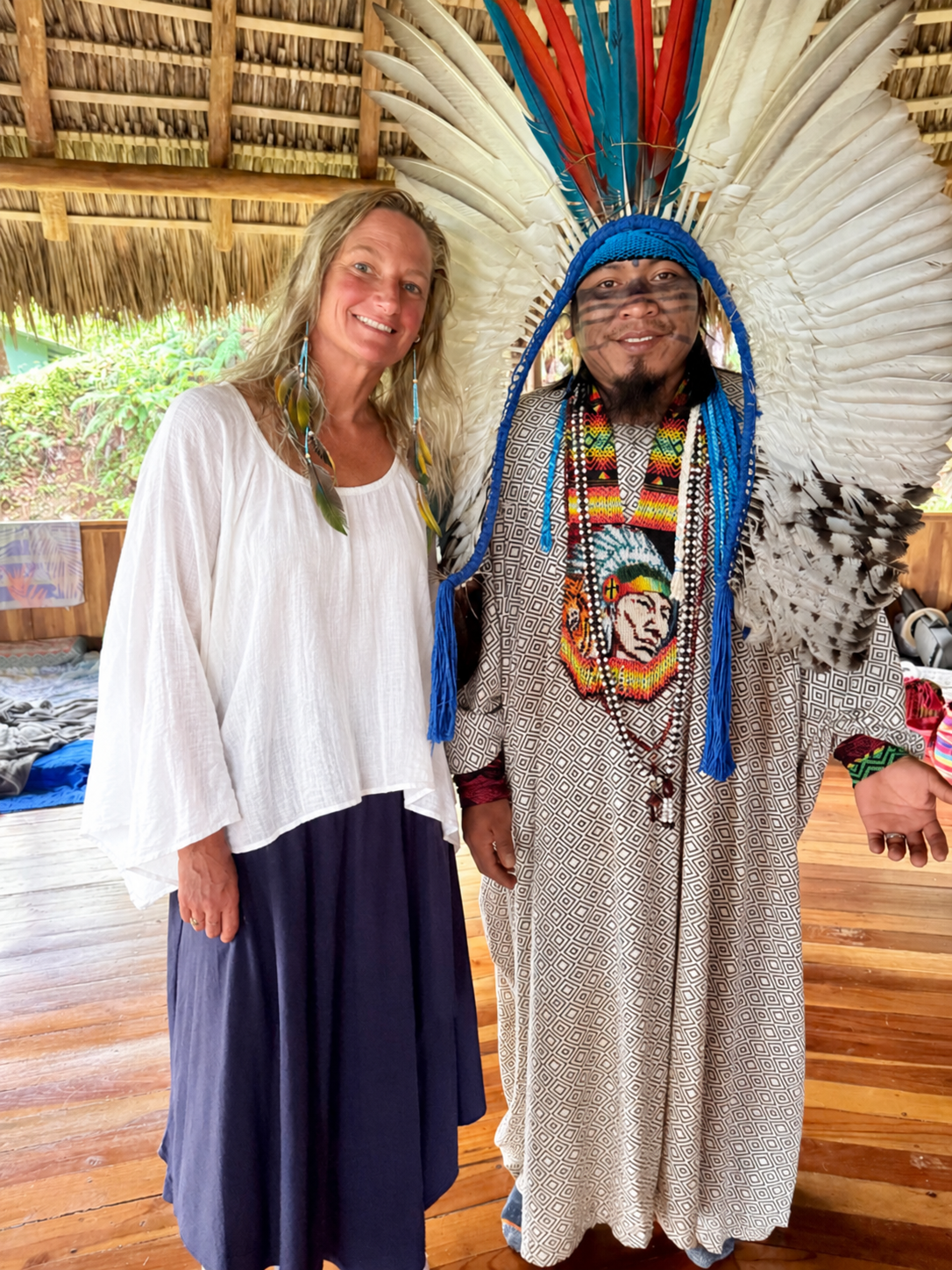 Christie with Pajé Maná at a retreat in Costa Rica