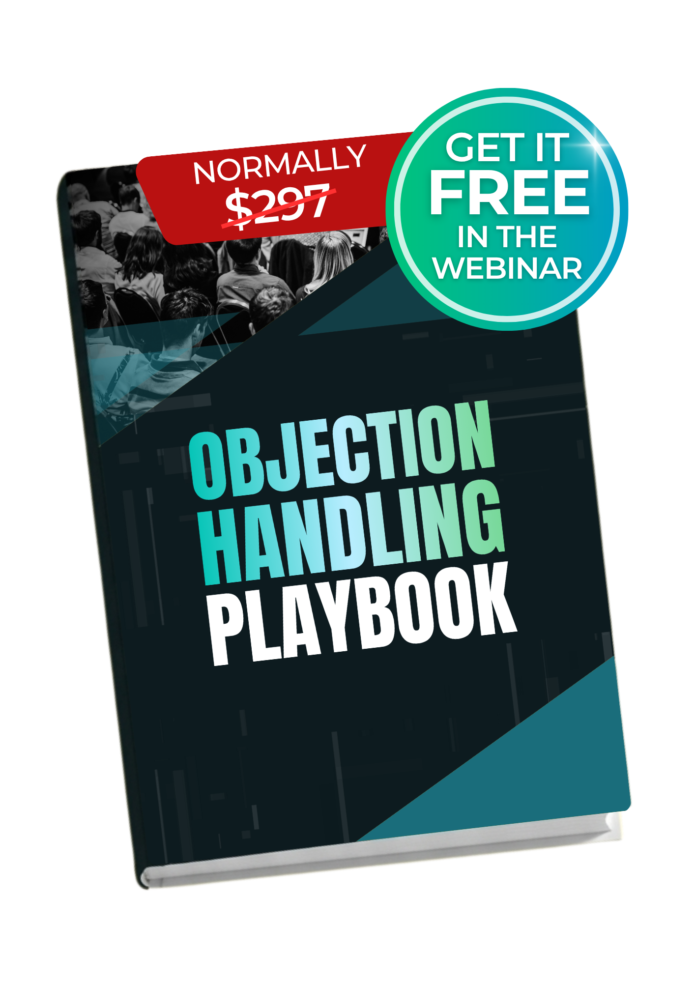 Objection handling playbook — vertical promotional graphic