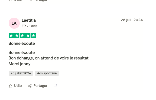 Témoignage client Jenny 5