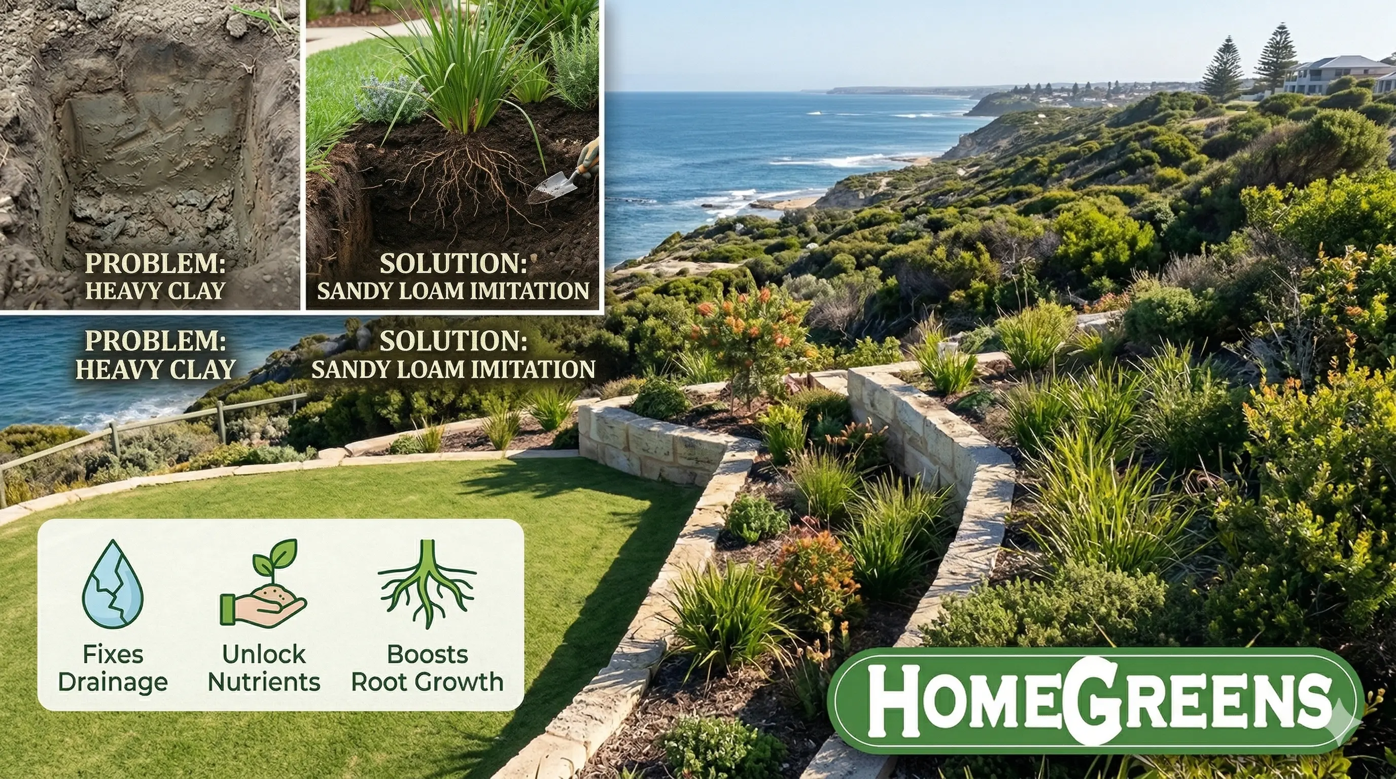 A comparison of compact clay and porous sandy loam soil types found in Perth.