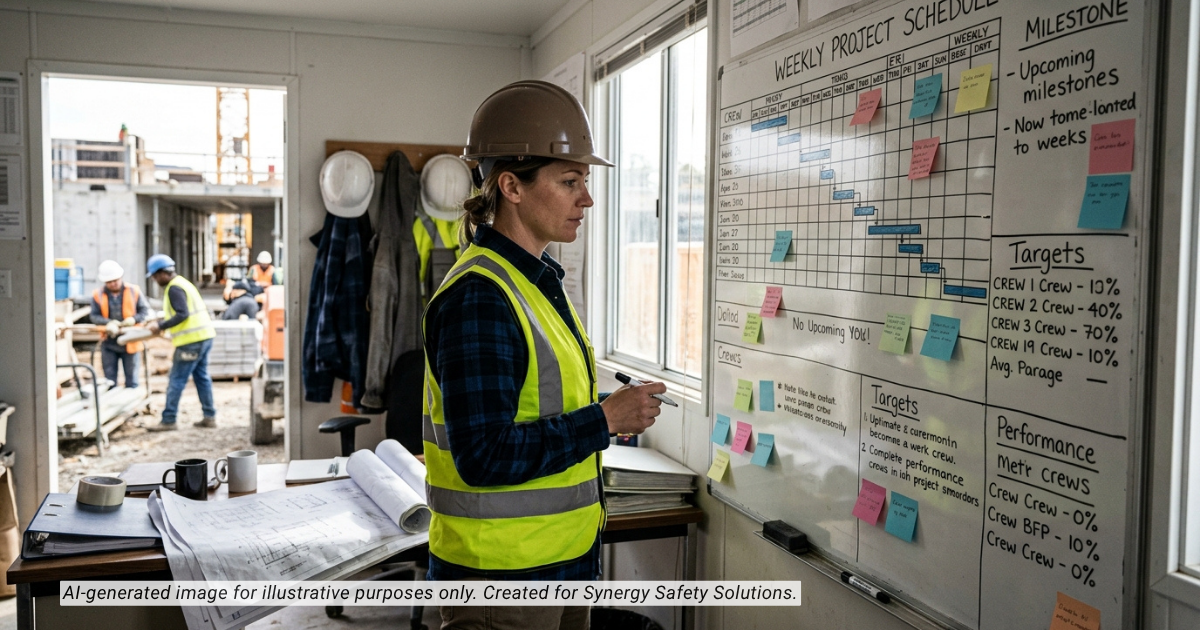 Construction supervisor reviewing performance expectations and workplace communication under pressure