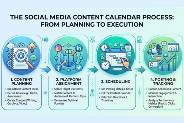 the social media content calender process, from planning to execution