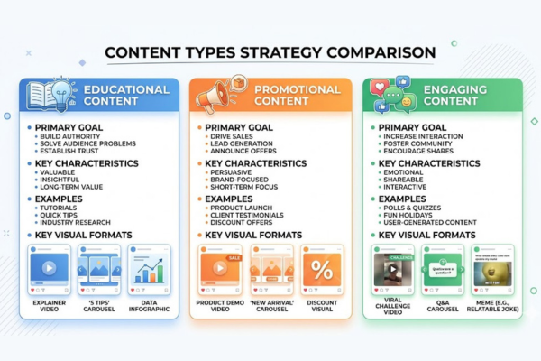 social media content types educational promotional engaging comparison chart