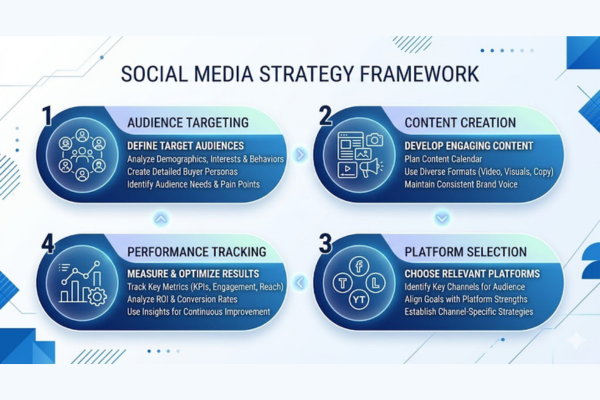 social media strategy framework definition digital marketing plan audience content platforms analytics