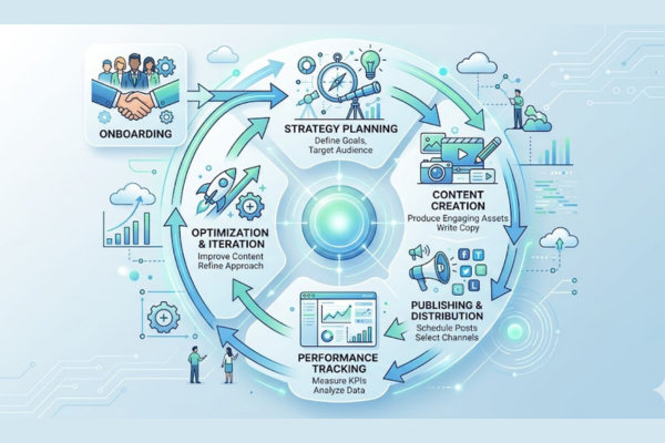social media content lifecycle onboarding production publishing optimization continuous loop