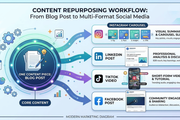 Content repurposing from one blog post into multiple social media formats