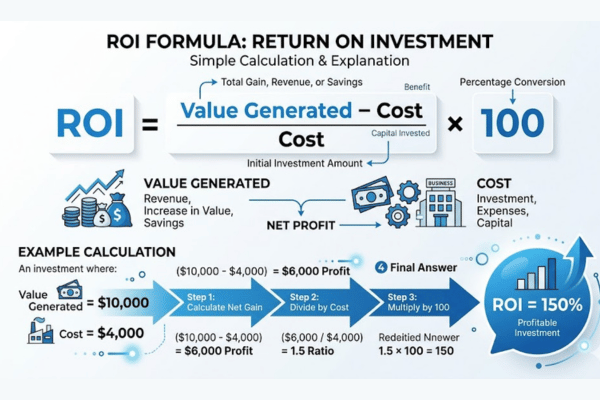 Social media ROI formula explained with example calculation for small business
