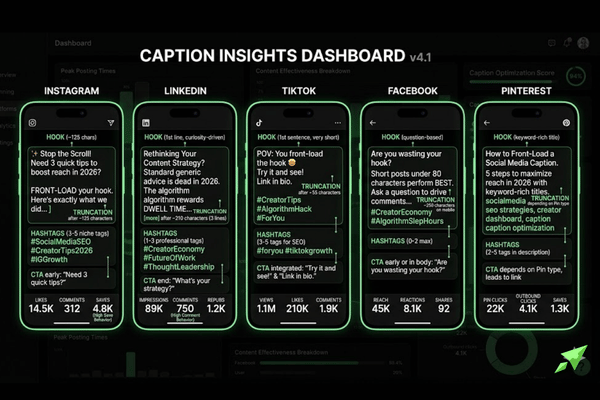 Comparison of caption styles across Instagram LinkedIn TikTok Facebook and Pinterest Comparison of caption styles across Instagram LinkedIn TikTok Facebook and Pinterest