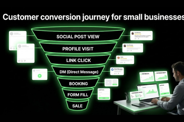 Social media sales funnel from post view to booking for small businesses Social media sales funnel from post view to booking for small businesses
