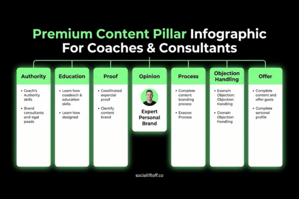 Content pillars for coaches and consultants including authority education proof opinion process objection and offer content Content pillars for coaches and consultants including authority education proof opinion process objection and offer content