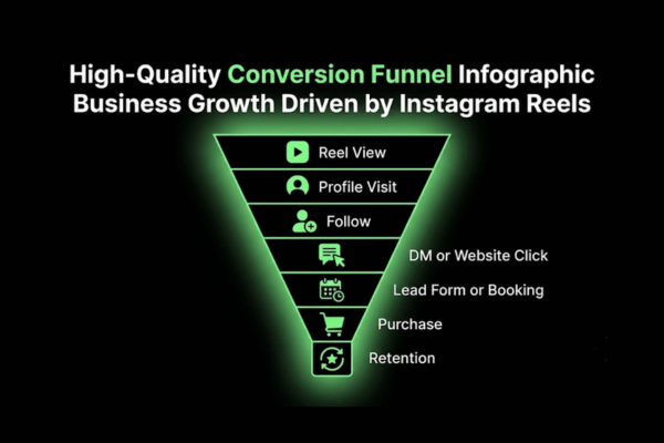 Instagram Reels conversion funnel from views to profile visits, leads, bookings, and sales Instagram Reels conversion funnel from views to profile visits, leads, bookings, and sales