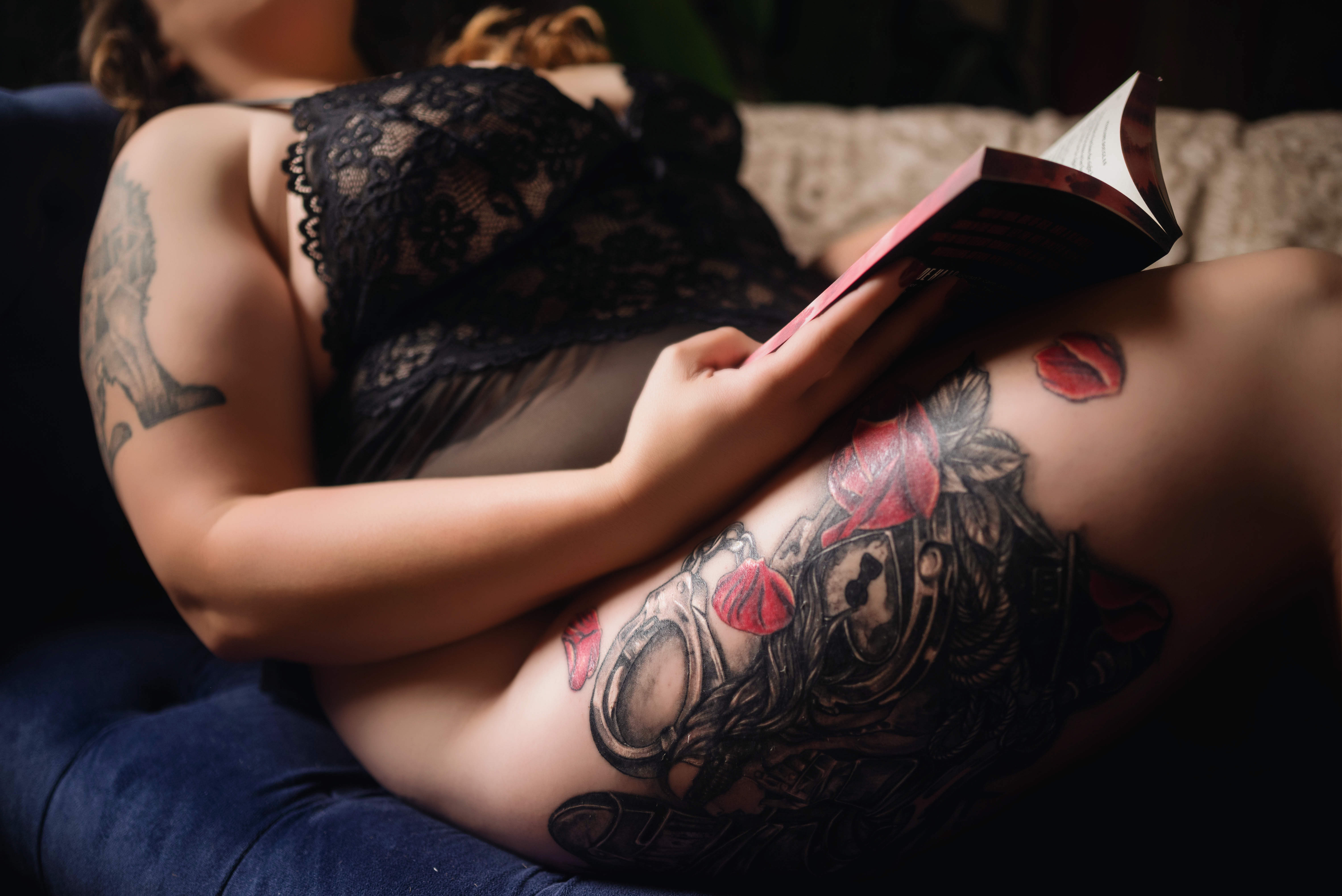 Model reading in candlelit library set