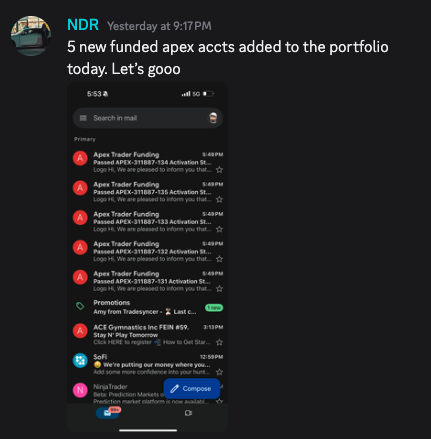 NDR — 5 Funded Accounts In One Day