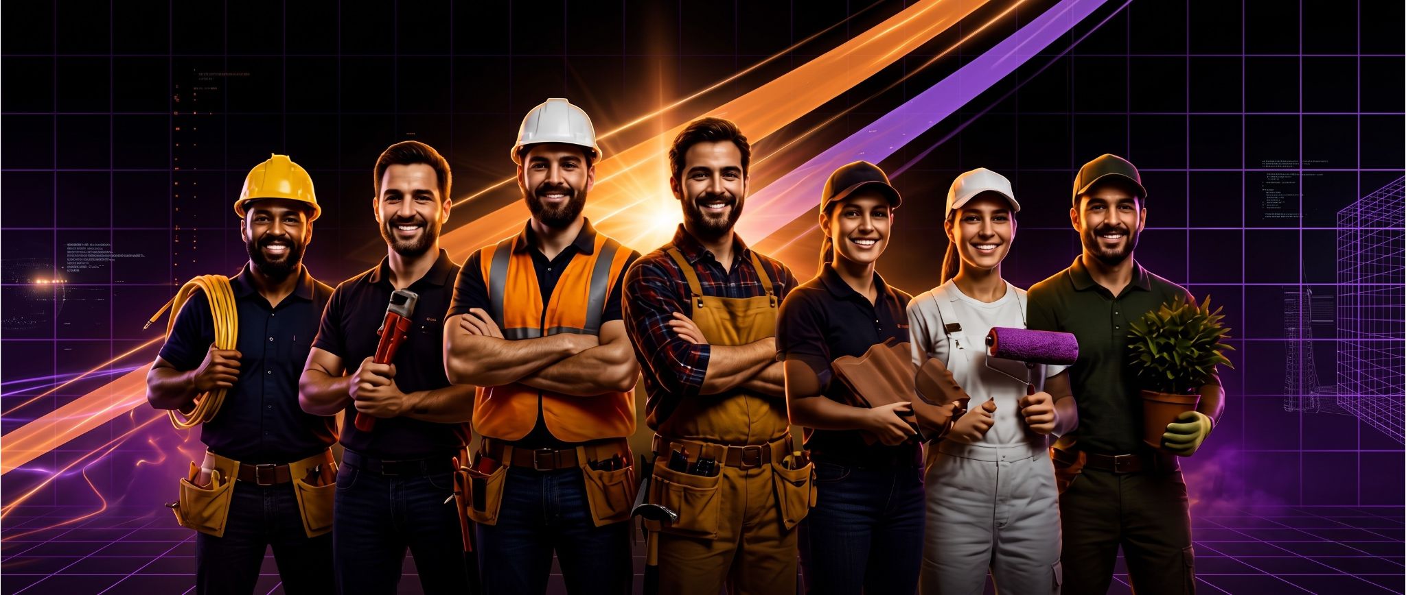 Tradespeople team at work