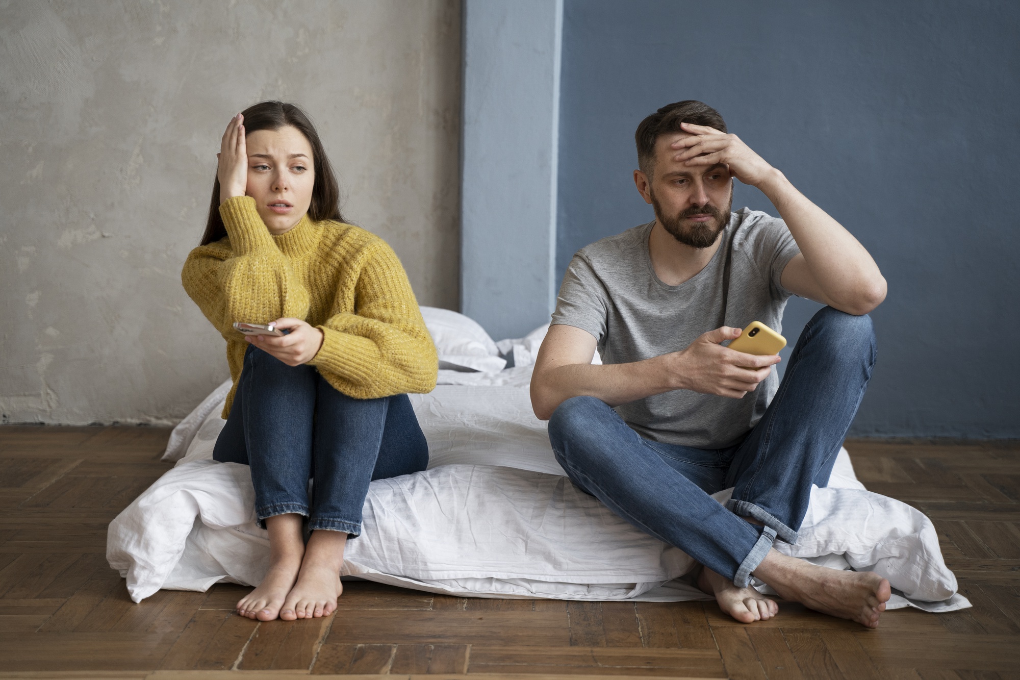Couple caught in a difficult relationship argument
