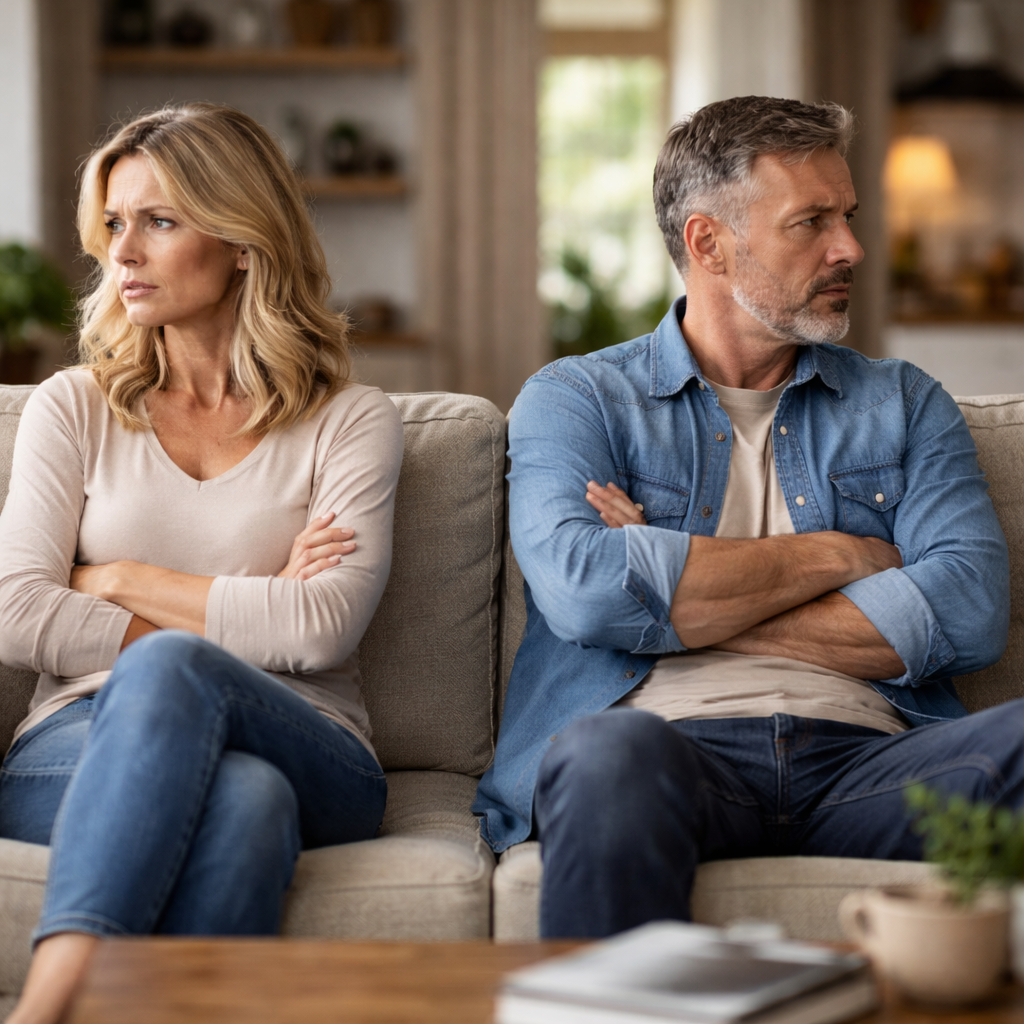 Couple feeling emotionally disconnected but reflective