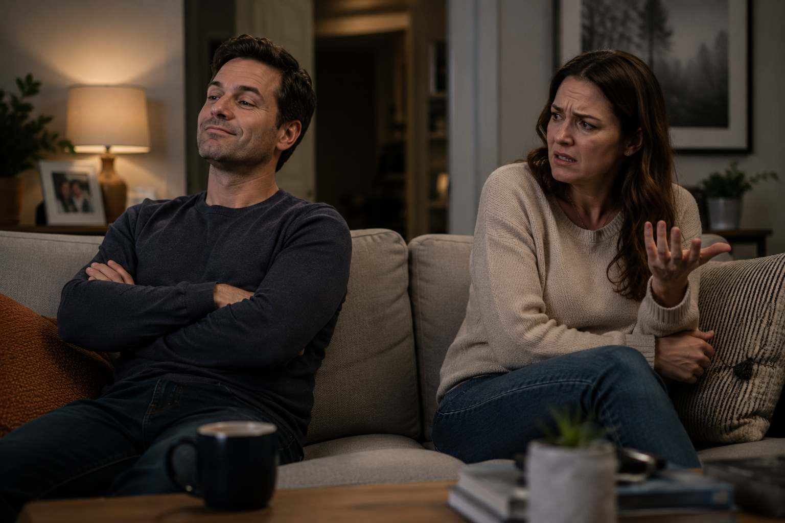 Couple in a tense conversation