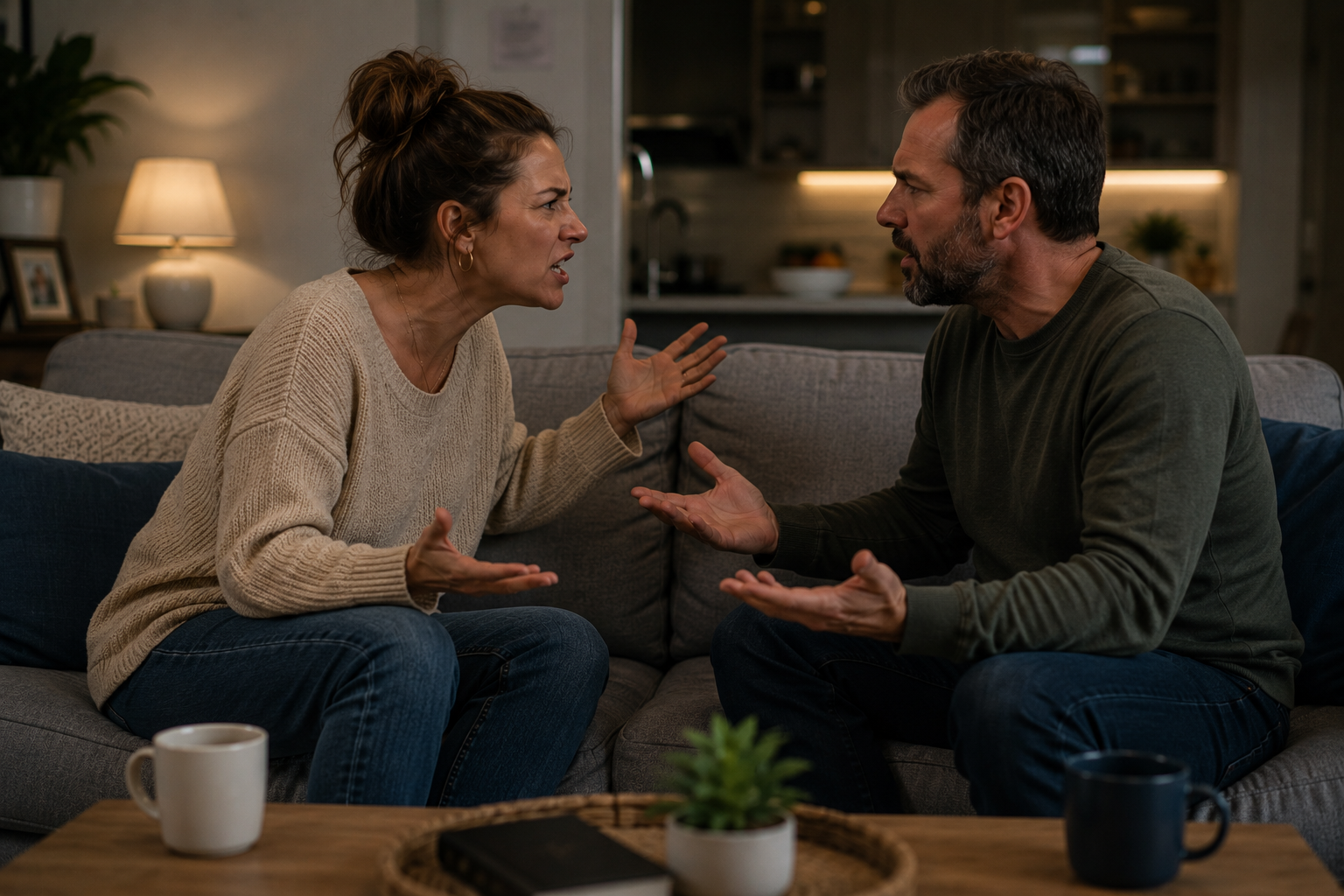 Couple caught in a difficult relationship argument