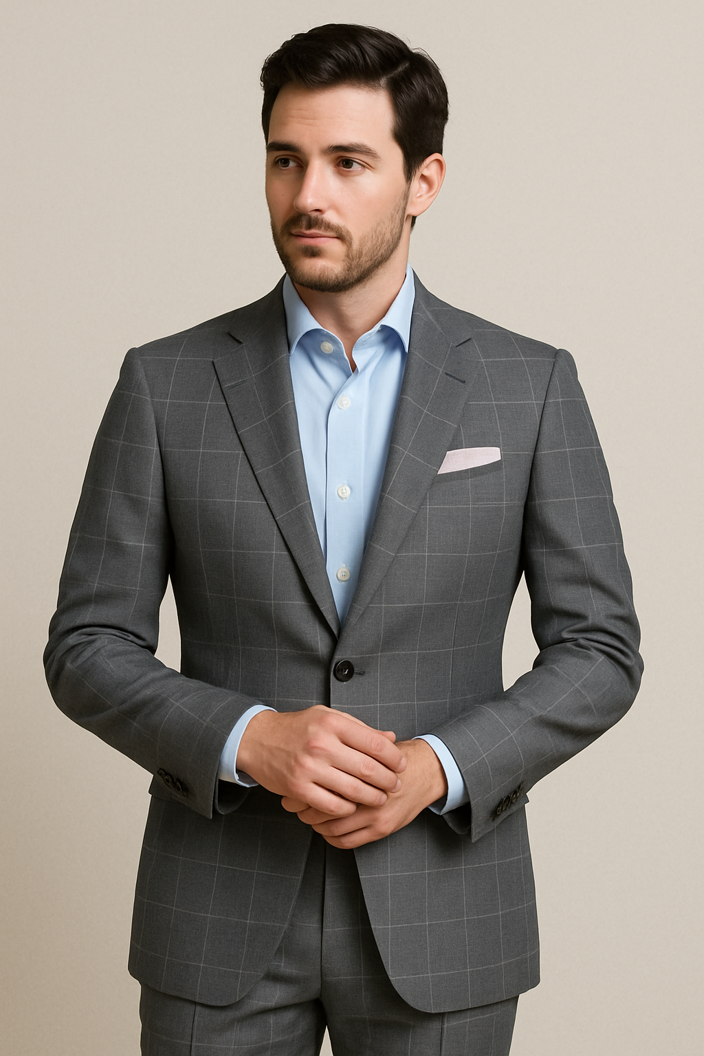 A man in a notch lapel suit