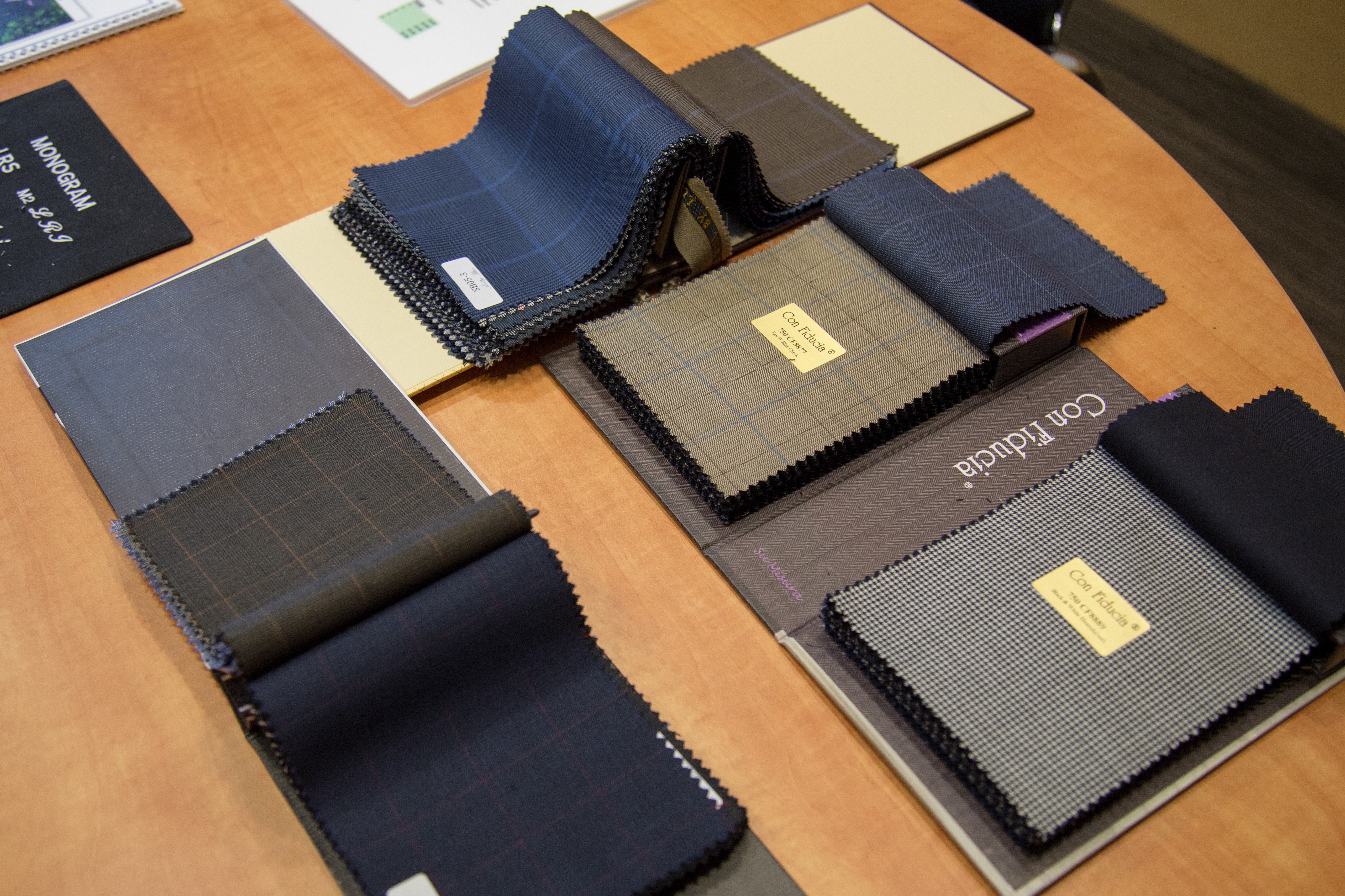 Custom suit fabric swatches from Cardero Clothing