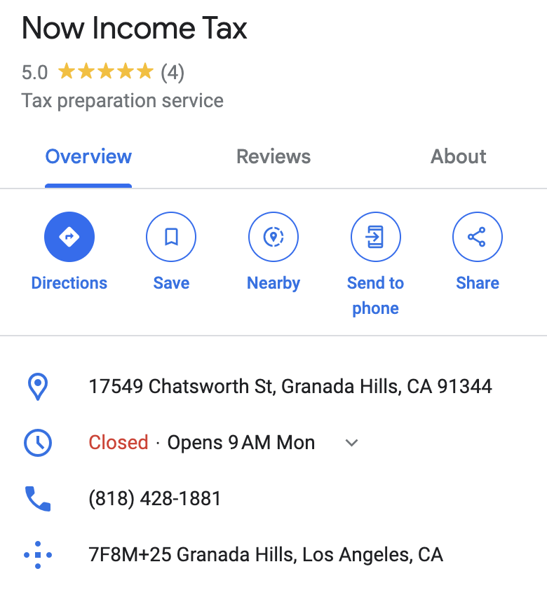 Now Income Tax Service Location